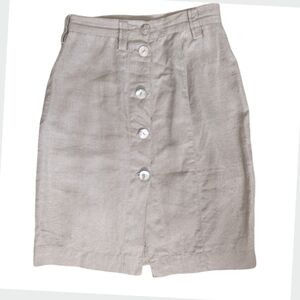 Vintage Ralph Lauren Country Linen Button Front Midi Skirt Size 4